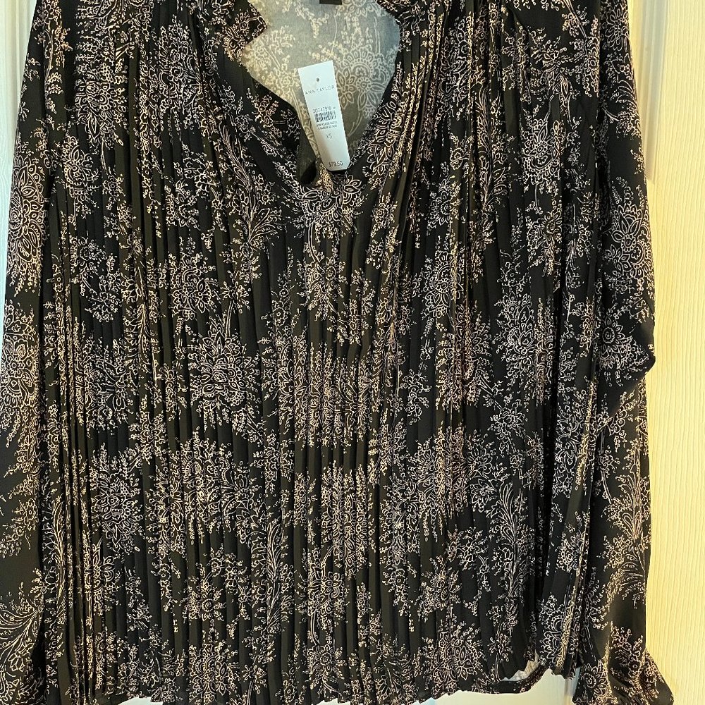 Long Sleeved Pleated Blouse